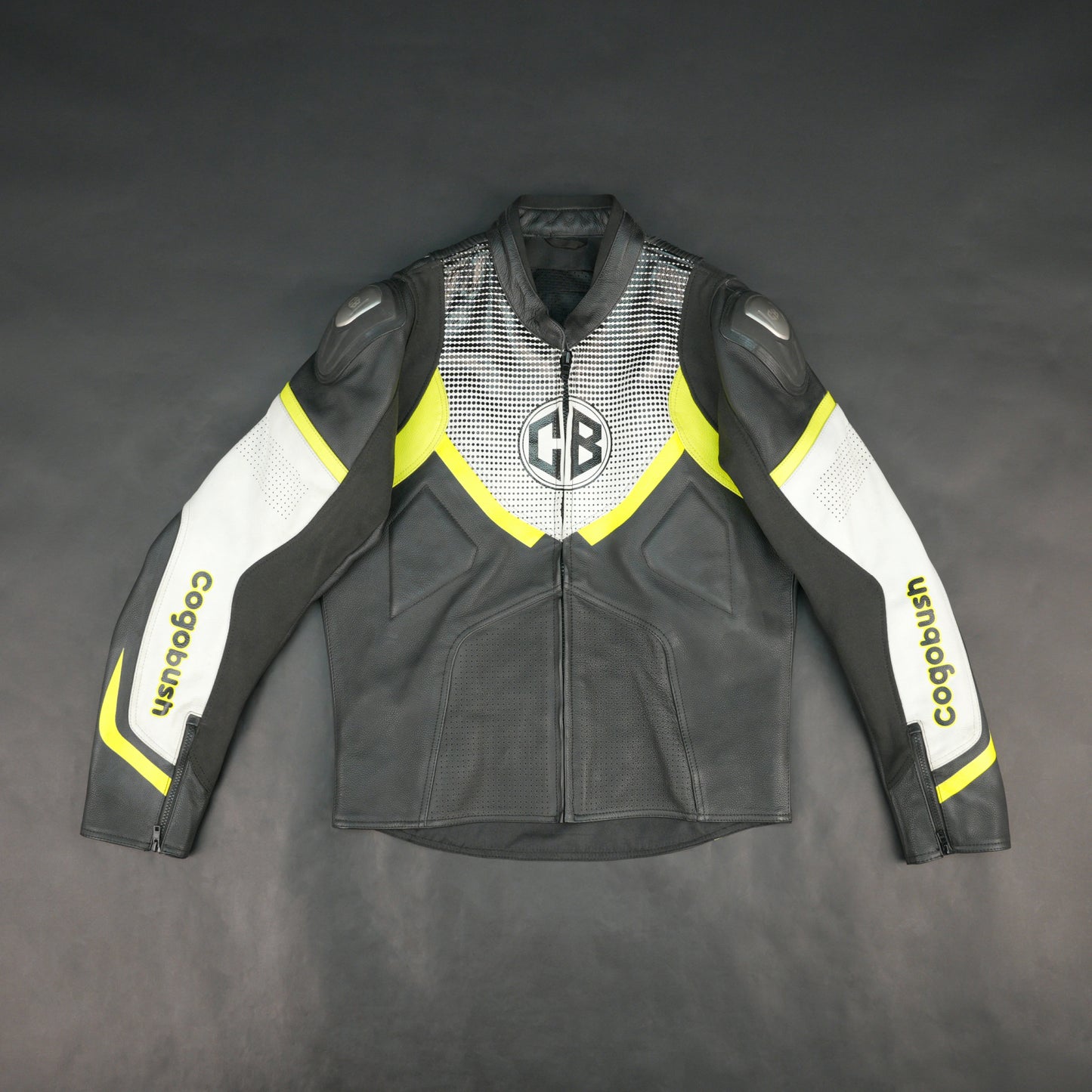 Cogobush CB Grey & Neon Yellow Leather Look Motorcycle Riding Jacket #Desiderio #MotorcycleJacket #LeatherLook #RidingGear #BikerStyle #MotorcycleApparel #ProtectiveGear #RiderStyle