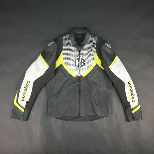 Cogobush CB Grey & Neon Yellow Leather Look Motorcycle Riding Jacket #Desiderio #MotorcycleJacket #LeatherLook #RidingGear #BikerStyle #MotorcycleApparel #ProtectiveGear #RiderStyle