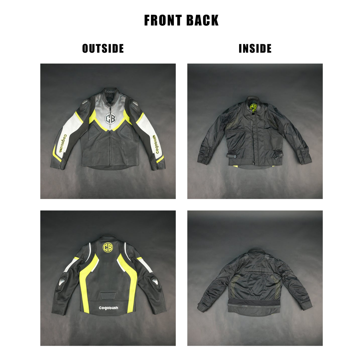 Cogobush CB Grey & Neon Yellow Leather Look Motorcycle Riding Jacket #Desiderio #MotorcycleJacket #LeatherLook #RidingGear #BikerStyle #MotorcycleApparel #ProtectiveGear #RiderStyle