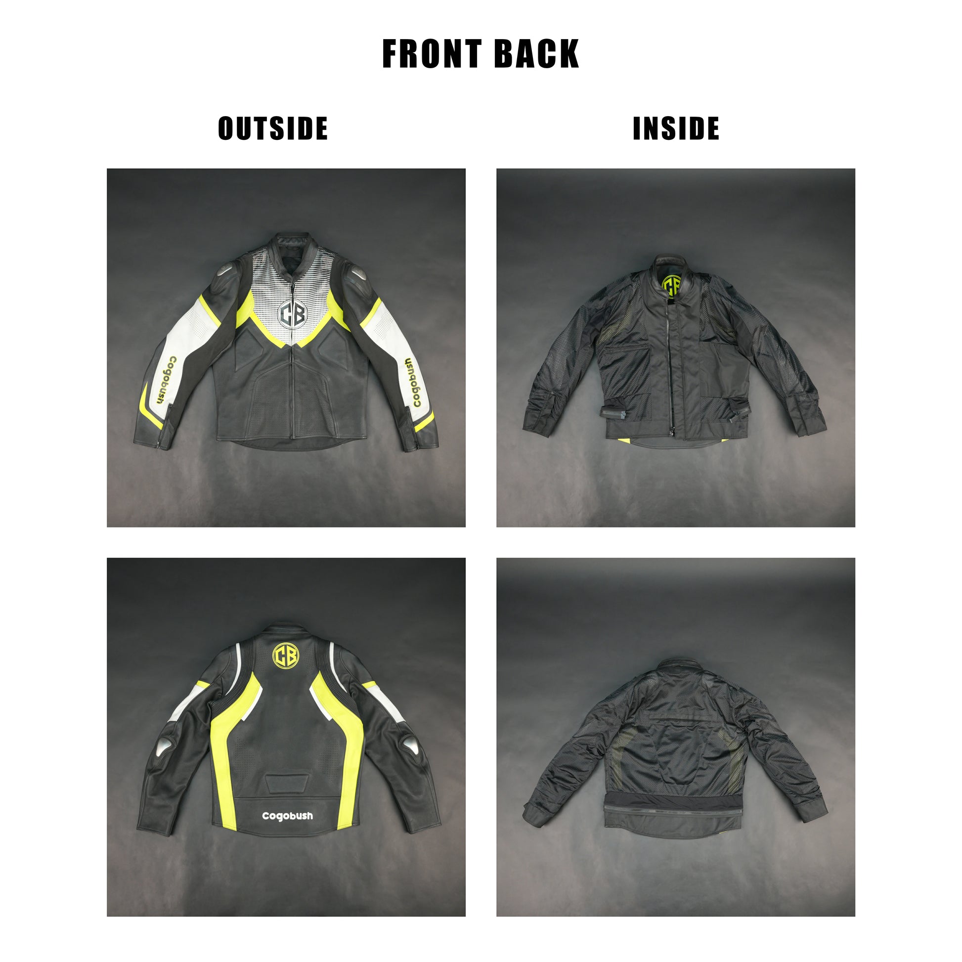 Cogobush CB Grey & Neon Yellow Leather Look Motorcycle Riding Jacket #Desiderio #MotorcycleJacket #LeatherLook #RidingGear #BikerStyle #MotorcycleApparel #ProtectiveGear #RiderStyle