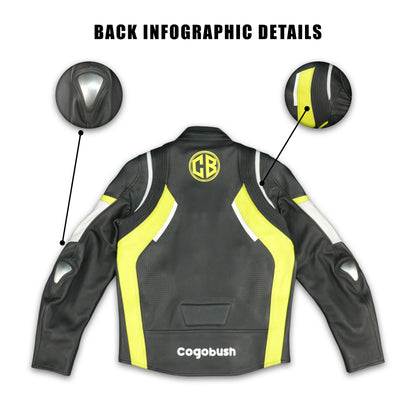 Cogobush CB Grey & Neon Yellow Leather Look Motorcycle Riding Jacket #Desiderio #MotorcycleJacket #LeatherLook #RidingGear #BikerStyle #MotorcycleApparel #ProtectiveGear #RiderStyle