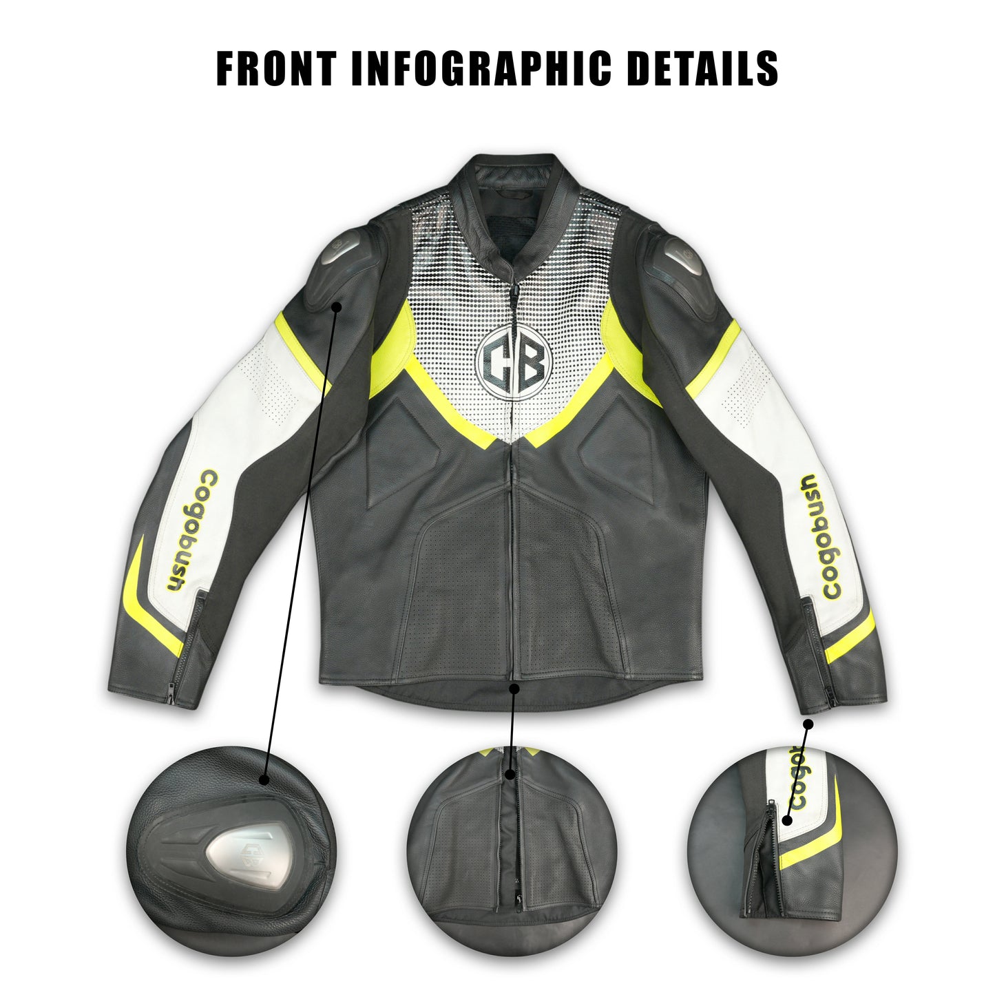 Cogobush CB Grey & Neon Yellow Leather Look Motorcycle Riding Jacket #Desiderio #MotorcycleJacket #LeatherLook #RidingGear #BikerStyle #MotorcycleApparel #ProtectiveGear #RiderStyle