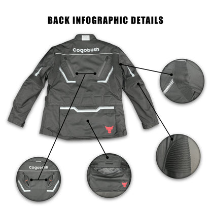 Cogobush Grey Tactical Adventure Motorcycle Riding Jacket
#Desiderio #MotorcycleJacket #AdventureRiding #TacticalJacket #RidingGear #BikerStyle #ProtectiveGear #MotorcycleApparel
