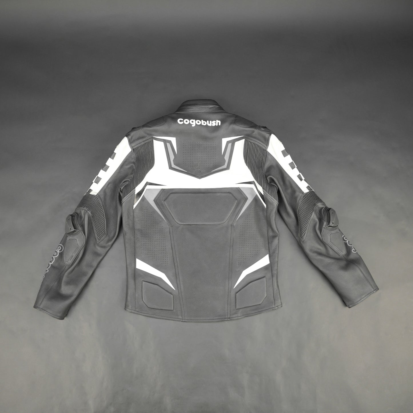 Cogobush Grey & White Checkered Racing Motorcycle Jacket with Armor Pockets #Desiderio #MotorcycleJacket #RacingJacket #RidingGear #ArmorReady #BikerStyle #ProtectiveGear #MotorcycleApparel