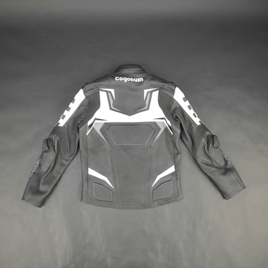 Cogobush Grey & White Checkered Racing Motorcycle Jacket with Armor Pockets #Desiderio #MotorcycleJacket #RacingJacket #RidingGear #ArmorReady #BikerStyle #ProtectiveGear #MotorcycleApparel