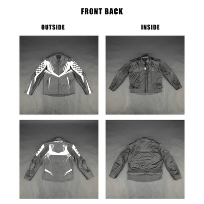Cogobush Grey & White Checkered Racing Motorcycle Jacket with Armor Pockets #Desiderio #MotorcycleJacket #RacingJacket #RidingGear #ArmorReady #BikerStyle #ProtectiveGear #MotorcycleApparel