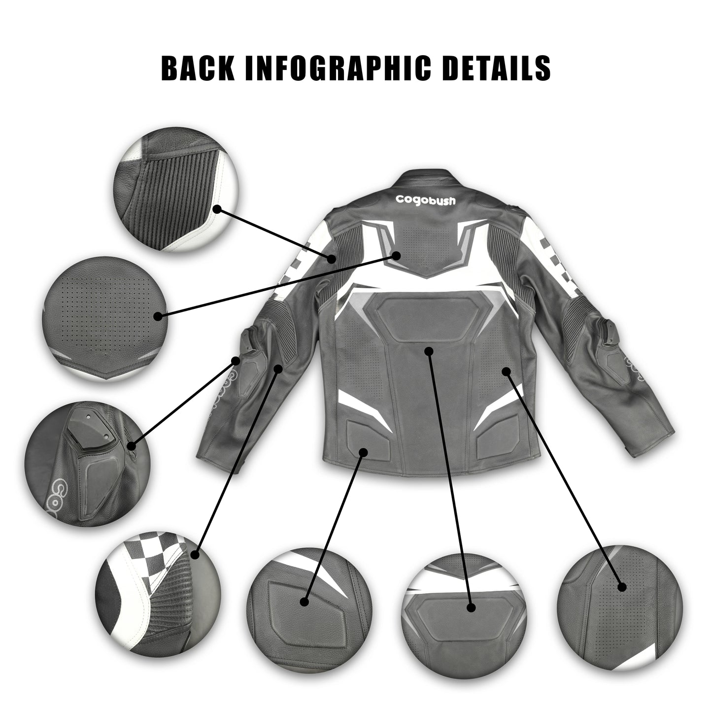 Cogobush Grey & White Checkered Racing Motorcycle Jacket with Armor Pockets #Desiderio #MotorcycleJacket #RacingJacket #RidingGear #ArmorReady #BikerStyle #ProtectiveGear #MotorcycleApparel