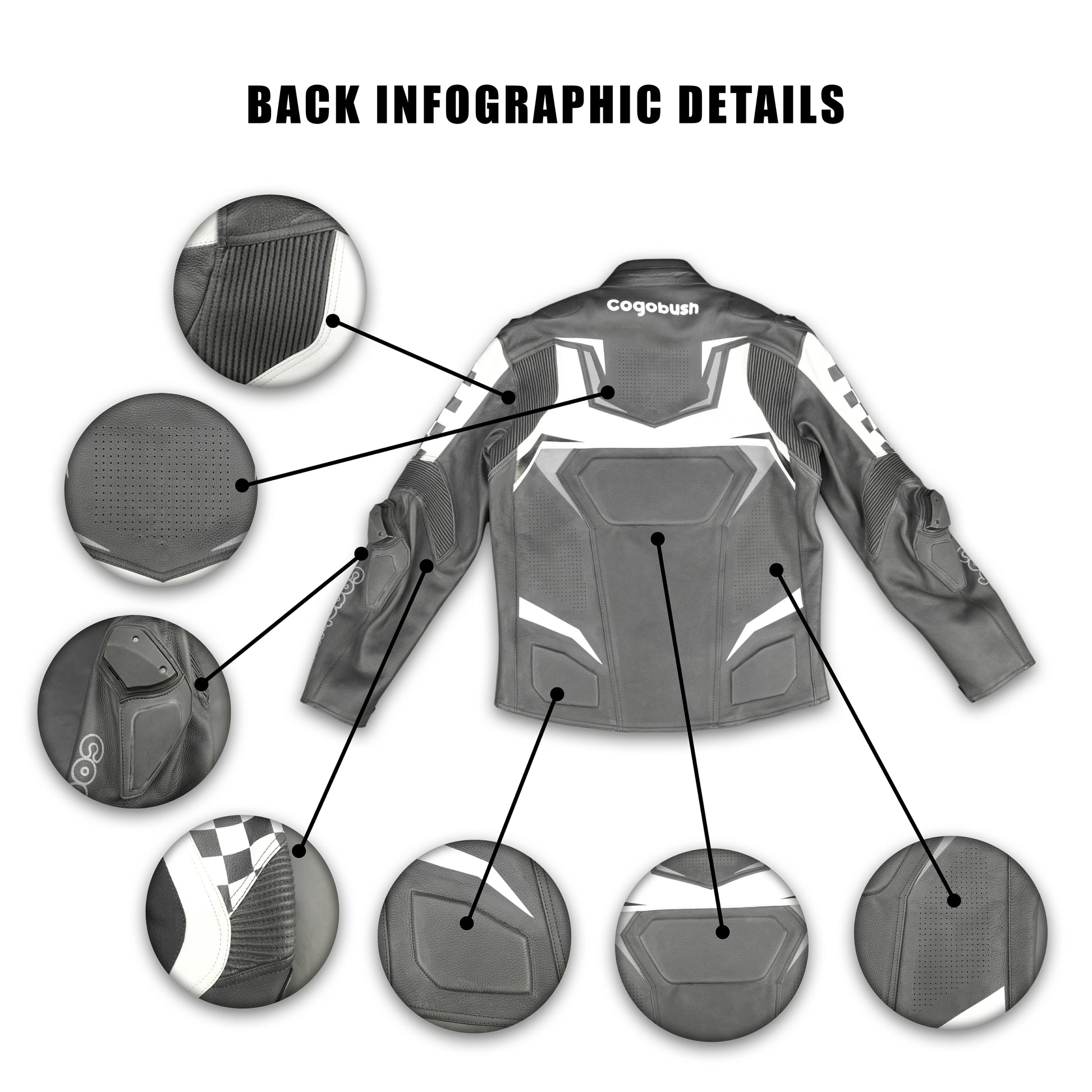 Cogobush Grey & White Checkered Racing Motorcycle Jacket with Armor Pockets #Desiderio #MotorcycleJacket #RacingJacket #RidingGear #ArmorReady #BikerStyle #ProtectiveGear #MotorcycleApparel