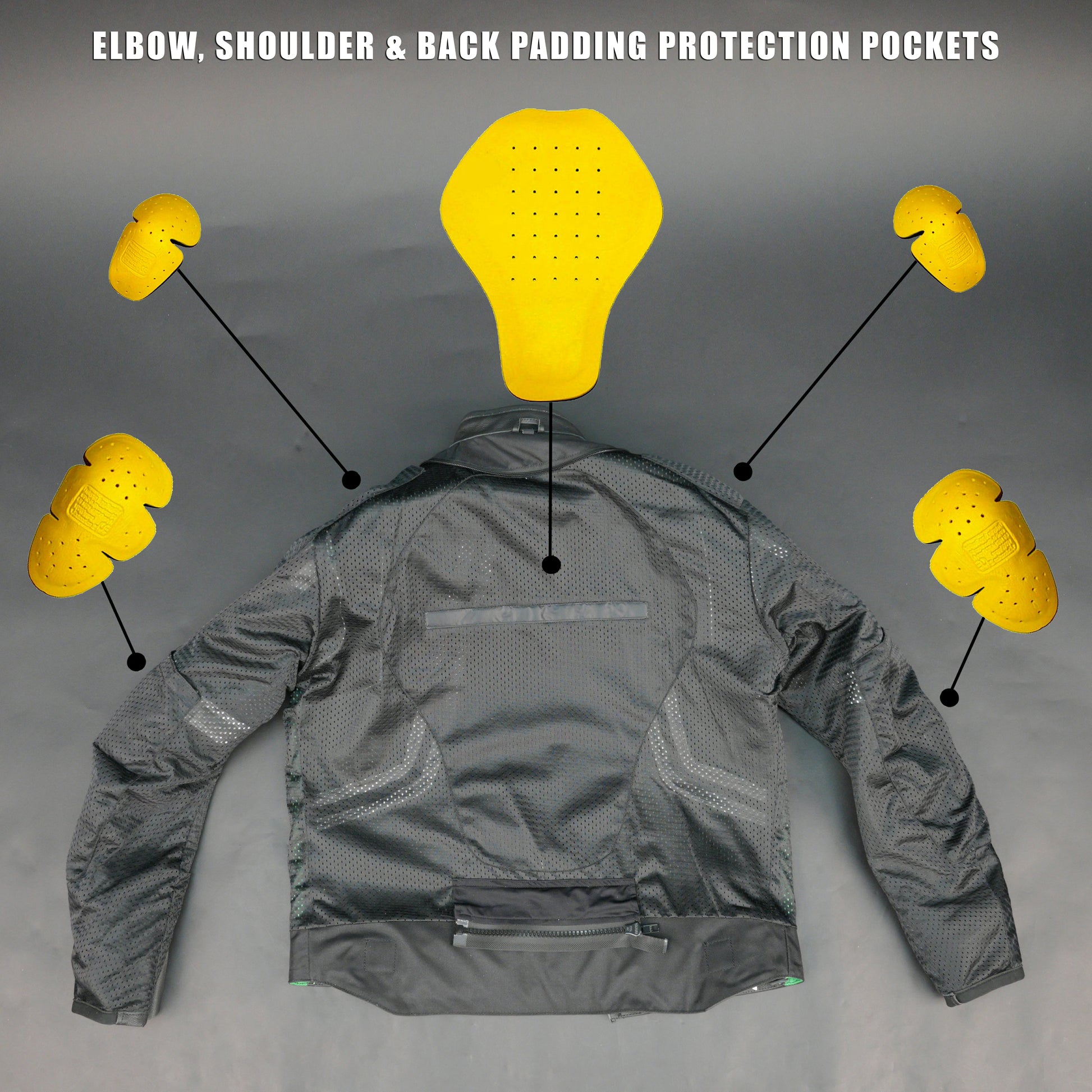 Cogobush Mens Black & Green Ultimate Pro Motorcycle Riding Jacket - Safety Gear Leather & Mesh Bike Jacket #Cogobush #MotorcycleJacket #MensRidingJacket #SafetyGear #BikerGear #Desiderio