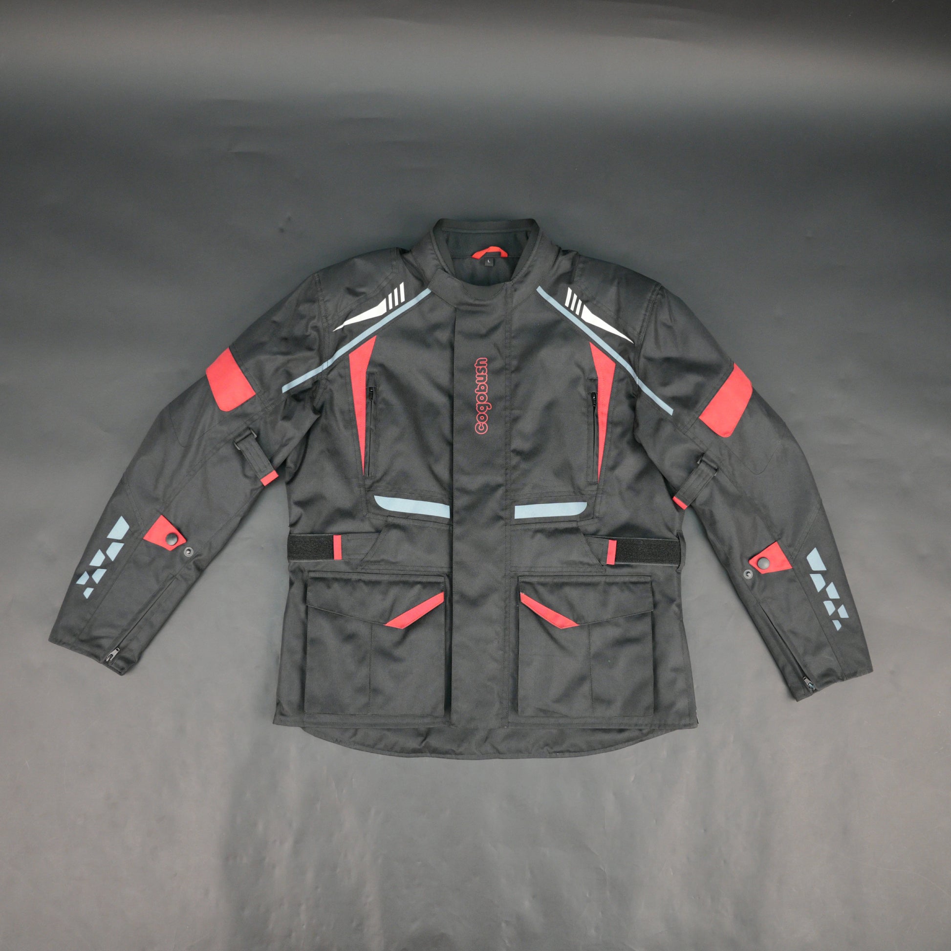 Cogobush Men's Black Motorcycle Riding Jacket with Red Accents - Waterproof Breathable Bike Protective Jacket #Desiderio #MotorcycleJacket #WaterproofJacket #RidingGear #ProtectiveGear #BikerStyle #BreathableJacket #MotorcycleApparel