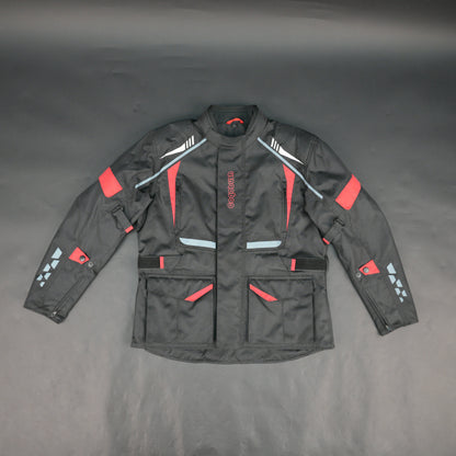 Cogobush Men's Black Motorcycle Riding Jacket with Red Accents - Waterproof Breathable Bike Protective Jacket #Desiderio #MotorcycleJacket #WaterproofJacket #RidingGear #ProtectiveGear #BikerStyle #BreathableJacket #MotorcycleApparel