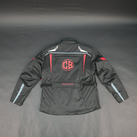 Cogobush Men's Black Motorcycle Riding Jacket with Red Accents - Waterproof Breathable Bike Protective Jacket #Desiderio #MotorcycleJacket #WaterproofJacket #RidingGear #ProtectiveGear #BikerStyle #BreathableJacket #MotorcycleApparel