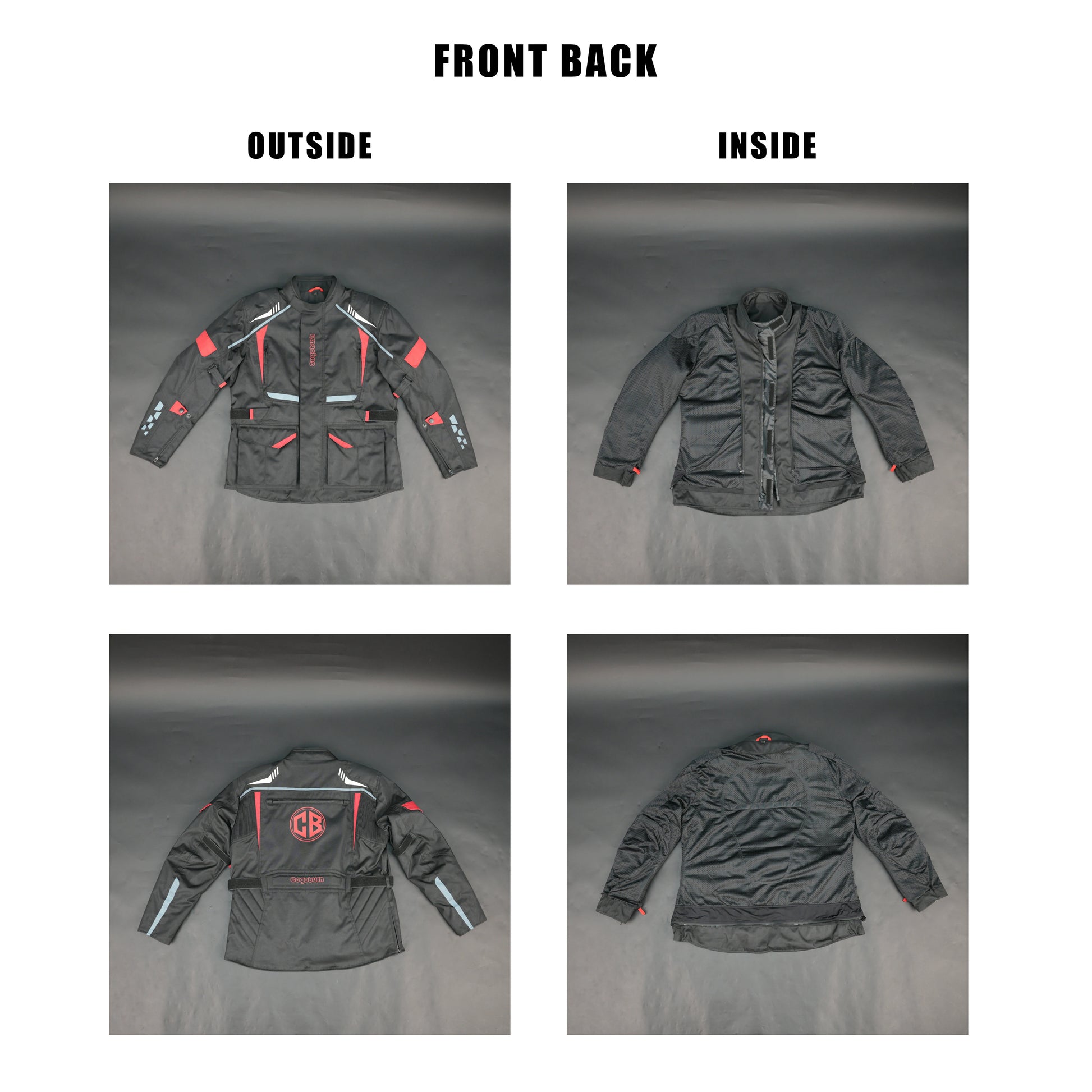 Cogobush Men's Black Motorcycle Riding Jacket with Red Accents - Waterproof Breathable Bike Protective Jacket #Desiderio #MotorcycleJacket #WaterproofJacket #RidingGear #ProtectiveGear #BikerStyle #BreathableJacket #MotorcycleApparel