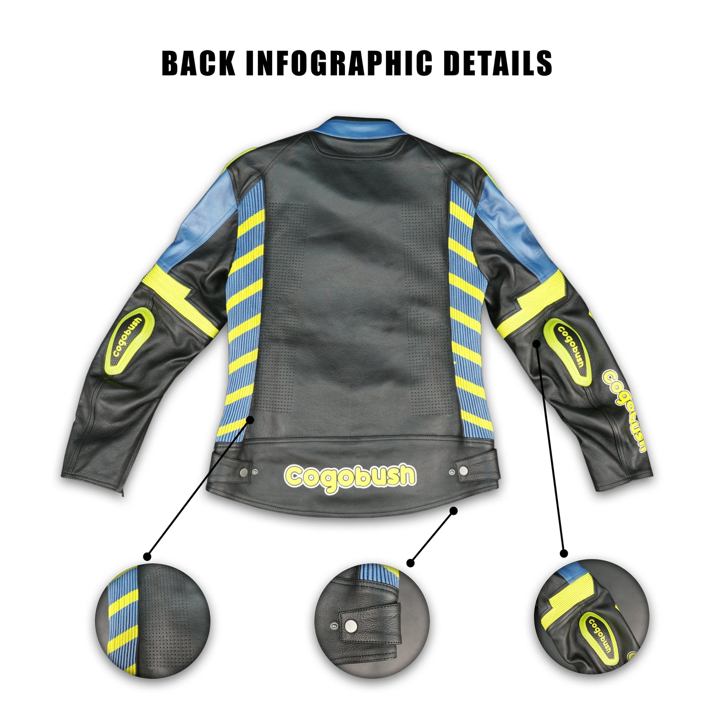Cogobush Mens Blue Black Neon Yellow Bull Motorcycle Riding Jacket Premium Perforated Leather Bike Jacket #Desiderio #LeatherJacket #MotorcycleJacket #RidingGear #PerforatedLeather #BikerStyle #ProtectiveGear #MotorcycleApparel