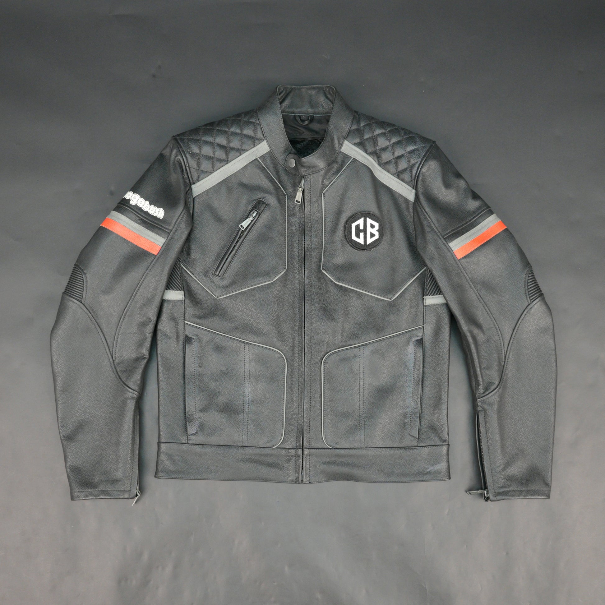 Cogobush Mens Grey Quilted Leather Motorcycle Jacket with Reflective Strips - Premium Biker Rider Jacket #Desiderio #LeatherJacket #MotorcycleJacket #BikerJacket #GenuineLeather #MotorcycleGear #MensFashion #ReflectiveGear