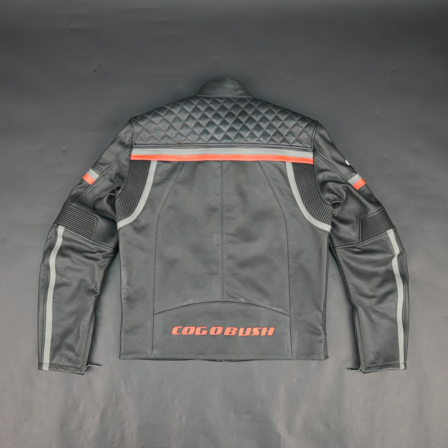 Cogobush Mens Grey Quilted Leather Motorcycle Jacket with Reflective Strips - Premium Biker Rider Jacket #Desiderio #LeatherJacket #MotorcycleJacket #BikerJacket #GenuineLeather #MotorcycleGear #MensFashion #ReflectiveGear