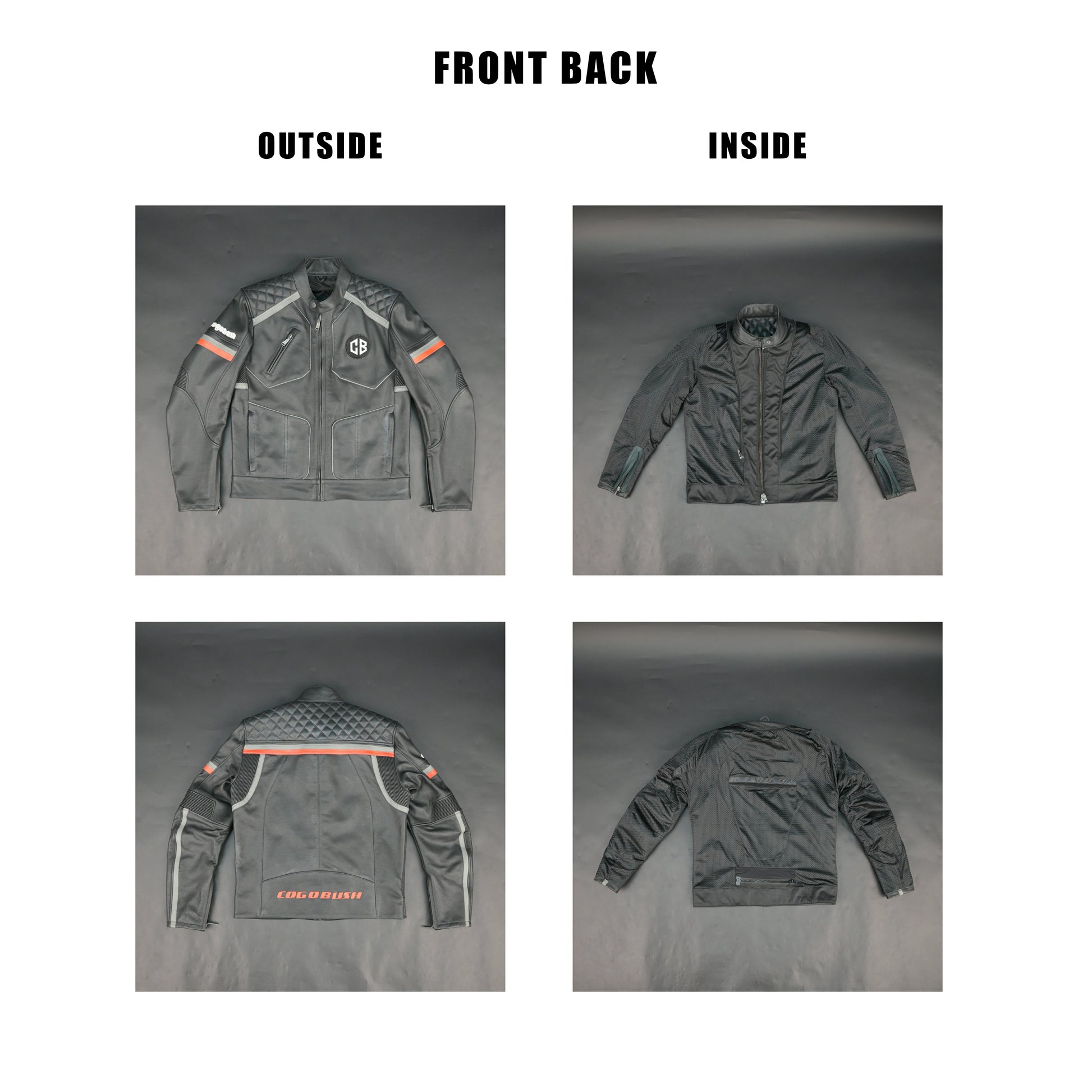 Cogobush Mens Grey Quilted Leather Motorcycle Jacket with Reflective Strips - Premium Biker Rider Jacket #Desiderio #LeatherJacket #MotorcycleJacket #BikerJacket #GenuineLeather #MotorcycleGear #MensFashion #ReflectiveGear