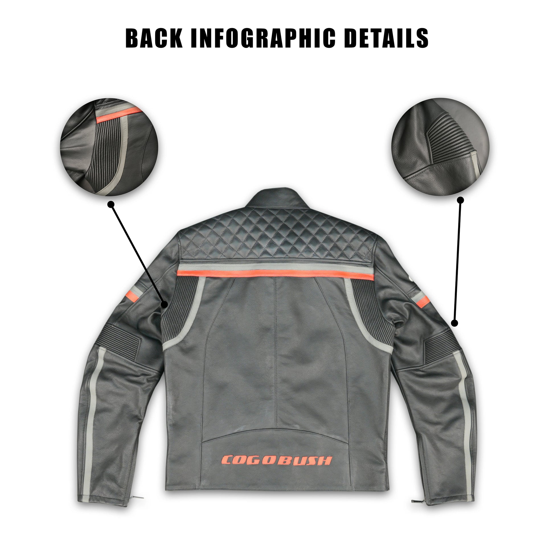 Cogobush Mens Grey Quilted Leather Motorcycle Jacket with Reflective Strips - Premium Biker Rider Jacket #Desiderio #LeatherJacket #MotorcycleJacket #BikerJacket #GenuineLeather #MotorcycleGear #MensFashion #ReflectiveGear