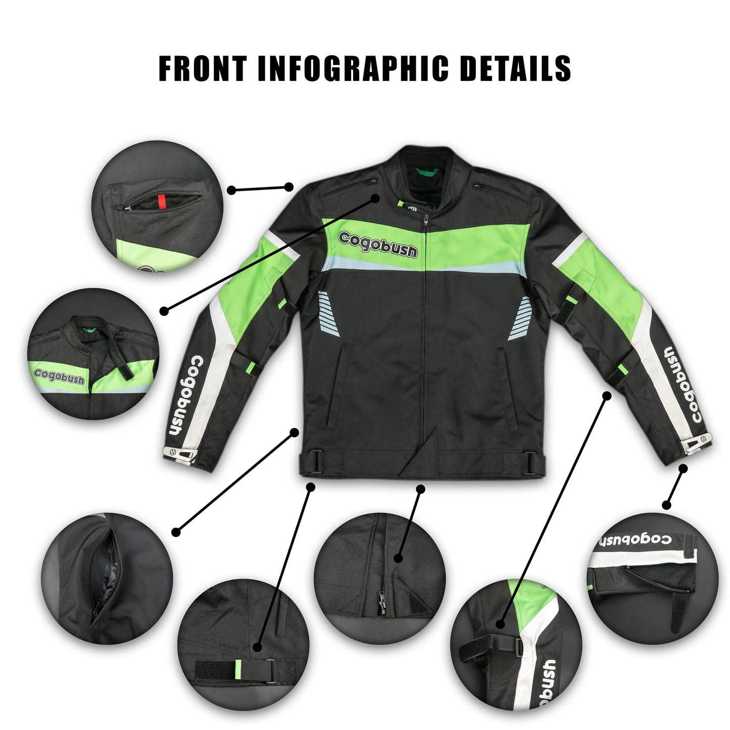 Cogobush Neon Green Motorcycle Riding Jacket with Ventilation & Armor Pockets #Desiderio #MotorcycleJacket #RidingGear #ArmorReady #VentilatedJacket #BikerStyle #SummerRiding #ProtectiveGear