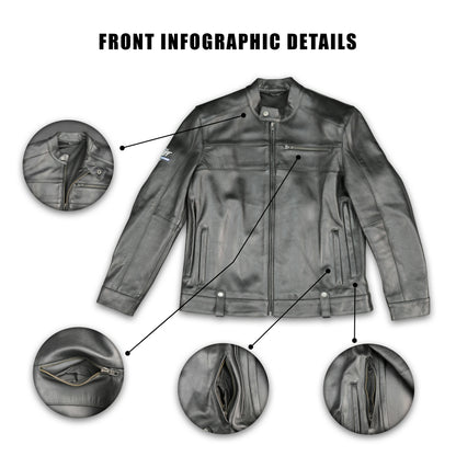 Cogobush Premium Black Real Leather Motorcycle Biker Jacket with Armor Pockets #Desiderio #LeatherJacket #MotorcycleJacket #BikerJacket #GenuineLeather #RidingGear #MensFashion #PremiumLeather