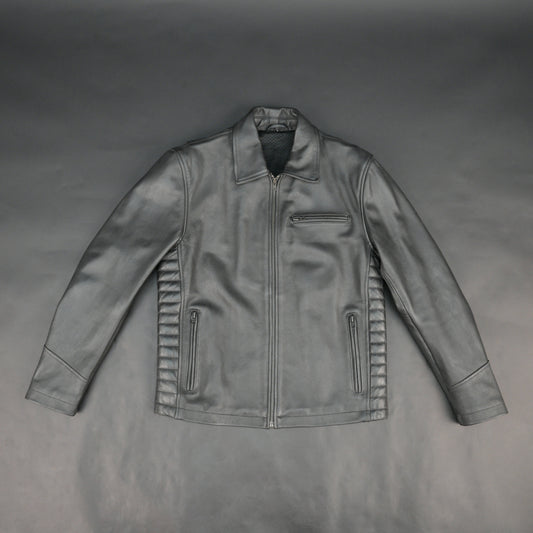 Cogobush Premium Grey Real Leather Motorcycle Biker Jacket with Multiple Pockets #Desiderio #LeatherJacket #MotorcycleJacket #BikerJacket #GenuineLeather #RidingGear #MensFashion #PremiumLeather
