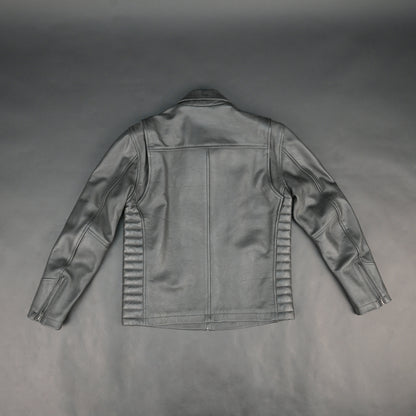 Cogobush Premium Grey Real Leather Motorcycle Biker Jacket with Multiple Pockets #Desiderio #LeatherJacket #MotorcycleJacket #BikerJacket #GenuineLeather #RidingGear #MensFashion #PremiumLeather