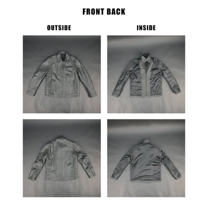 Cogobush Premium Grey Real Leather Motorcycle Biker Jacket with Multiple Pockets #Desiderio #LeatherJacket #MotorcycleJacket #BikerJacket #GenuineLeather #RidingGear #MensFashion #PremiumLeather