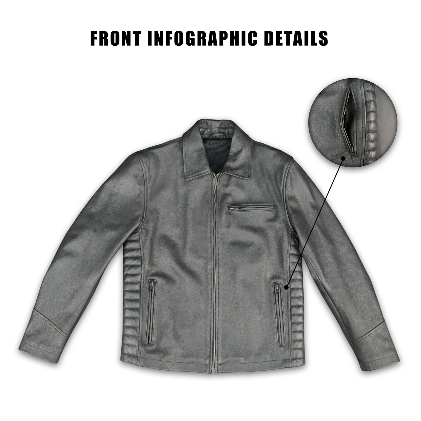 Cogobush Premium Grey Real Leather Motorcycle Biker Jacket with Multiple Pockets #Desiderio #LeatherJacket #MotorcycleJacket #BikerJacket #GenuineLeather #RidingGear #MensFashion #PremiumLeather