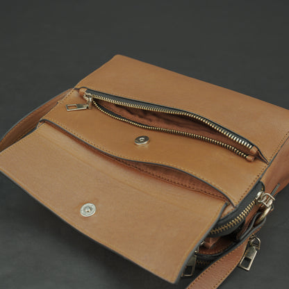 Nano Casetto Leather Crossbody Bag in 100% genuine cowhide leather with a compact, lightweight design, adjustable strap, and secure zip closure—perfect for daily wear, travel, and casual outings.