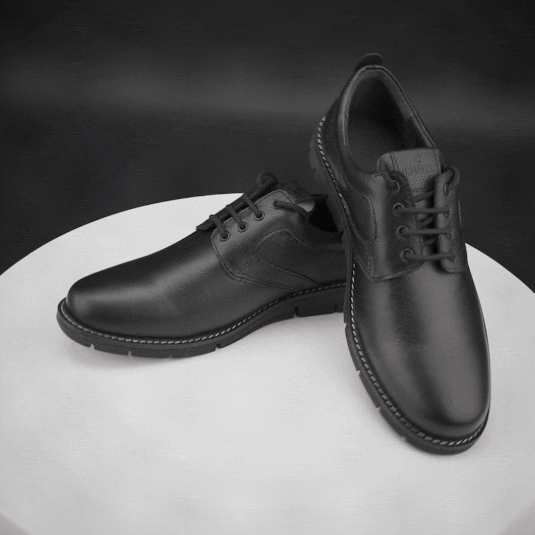 Genuine cow leather milled commute shoes with soft sheep lining, supportive Texon insole, and lightweight EVA sole