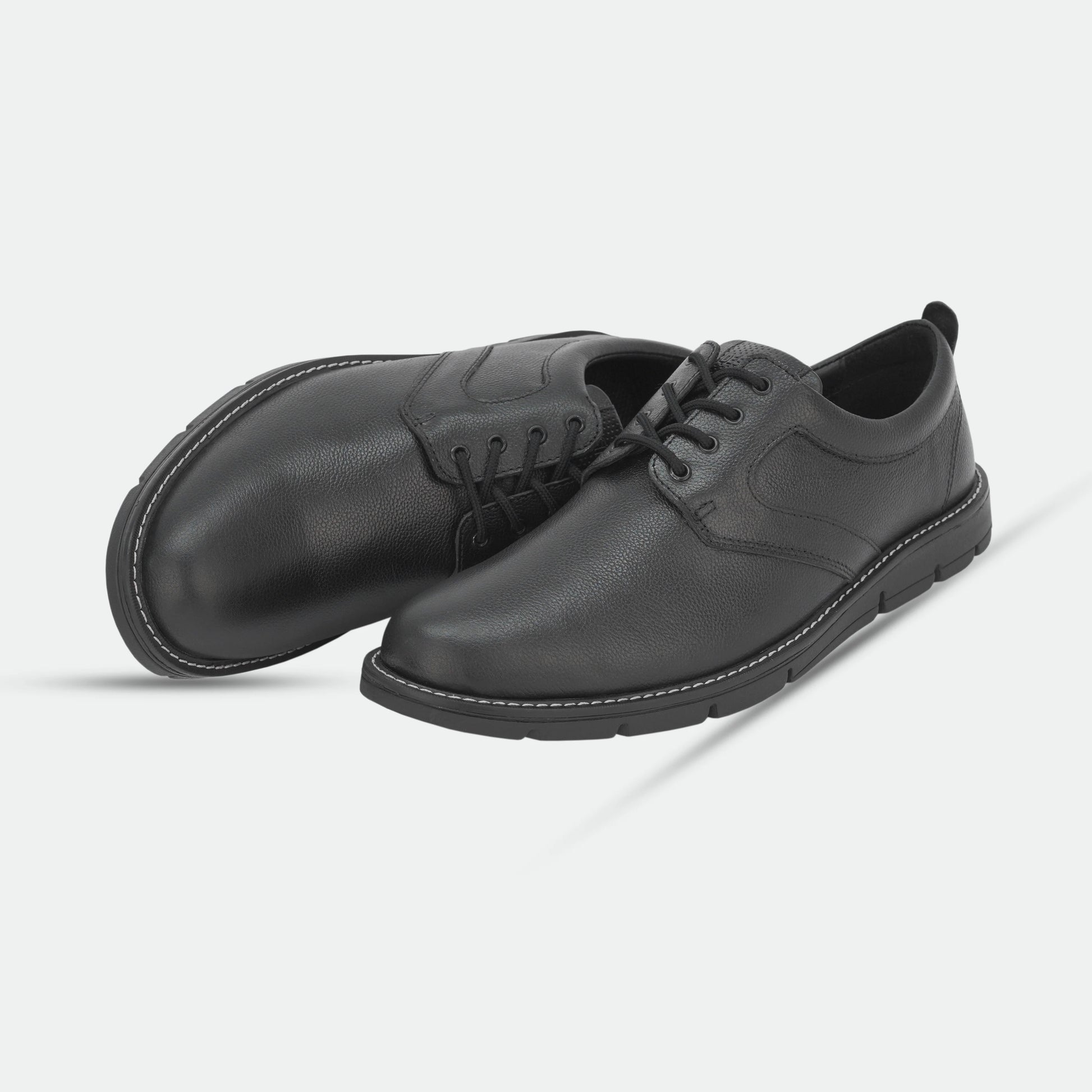 Genuine cow leather milled commute shoes with soft sheep lining, supportive Texon insole, and lightweight EVA sole