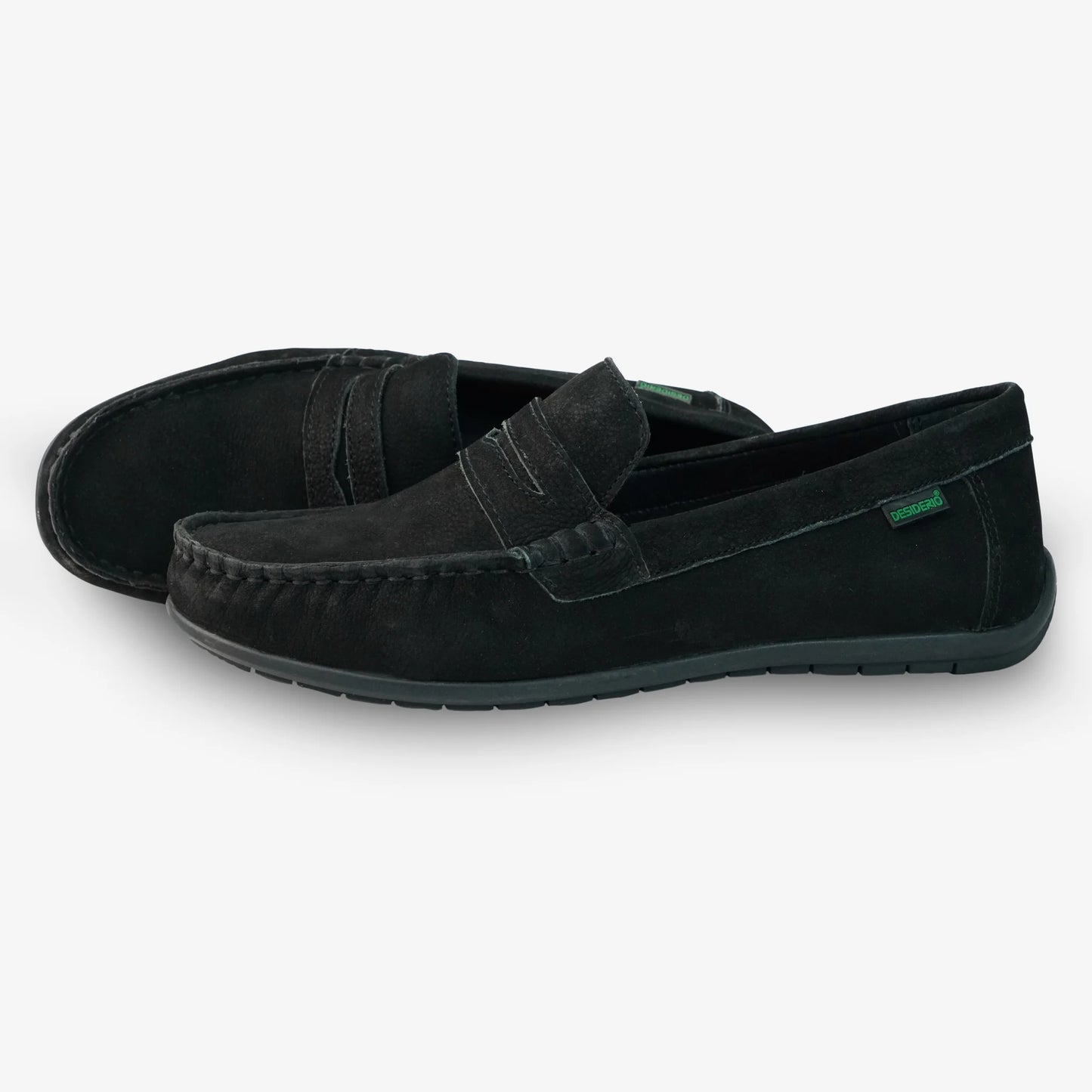 Black cow nubuck leather shoes with sheep leather lining, cushioned EVA insock, Texon insole, and TPR grip sole