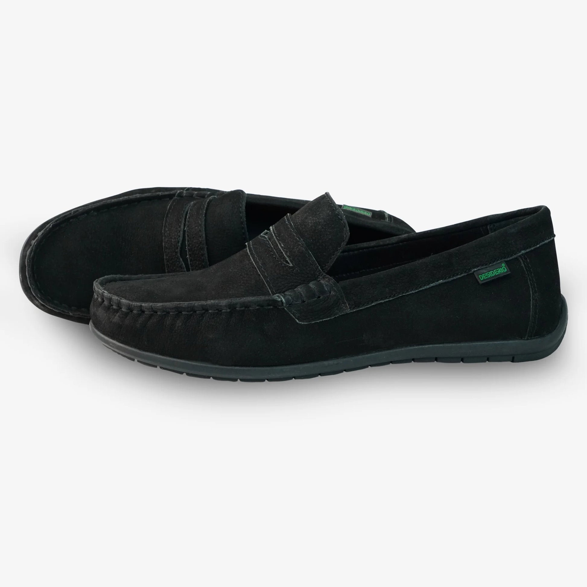 Black cow nubuck leather shoes with sheep leather lining, cushioned EVA insock, Texon insole, and TPR grip sole