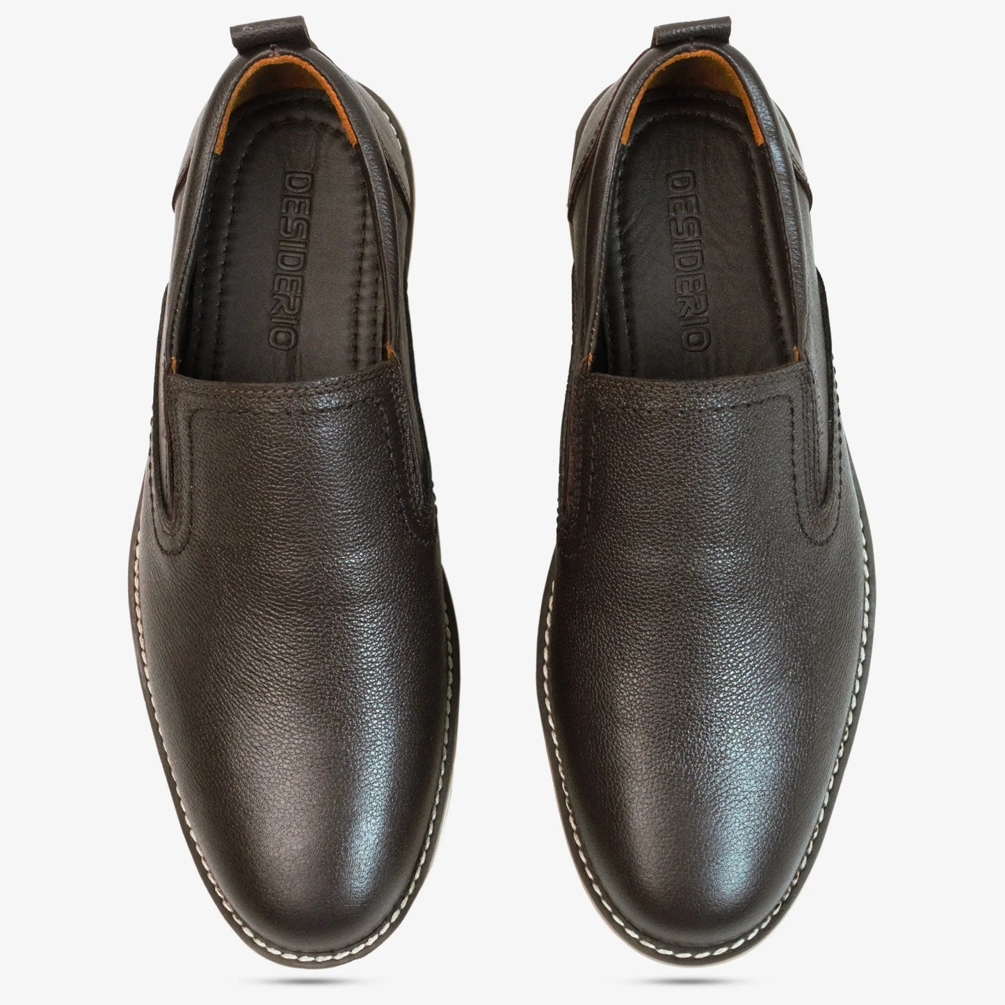 Brown genuine cow leather loafer with soft sheep lining, cushioned Texon insole, and lightweight EVA sole