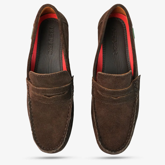 Suede cow leather shoes with sheep leather lining, cushioned EVA insole, Texon support, and TPR grip sole.