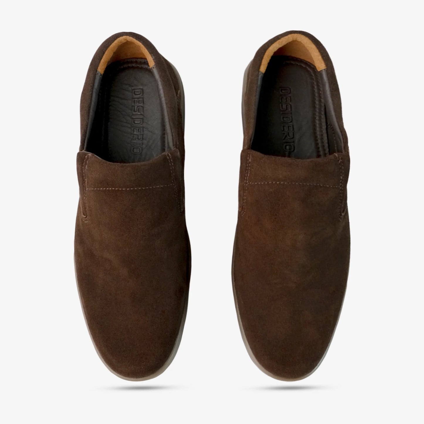 Brown suede cow leather loafers, comfortable durable everyday casual and formal wear shoes