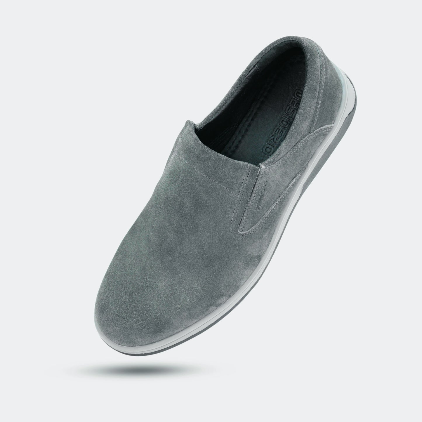 Grey suede cow leather loafers, comfortable durable everyday casual and formal wear shoes