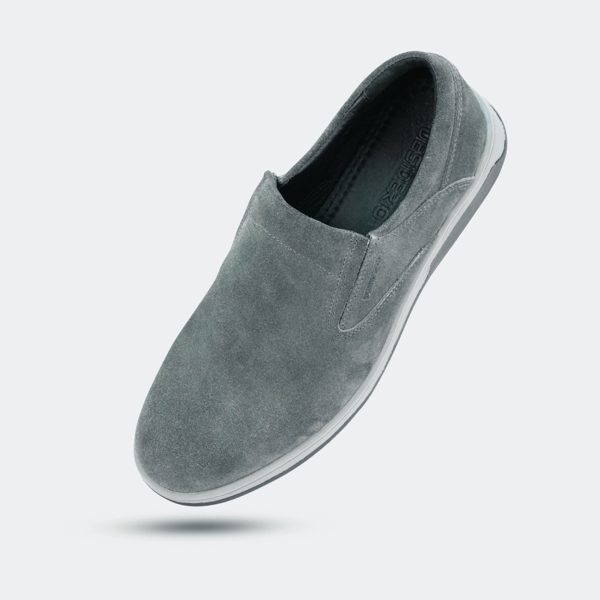 Grey suede cow leather loafers, comfortable durable everyday casual and formal wear shoes