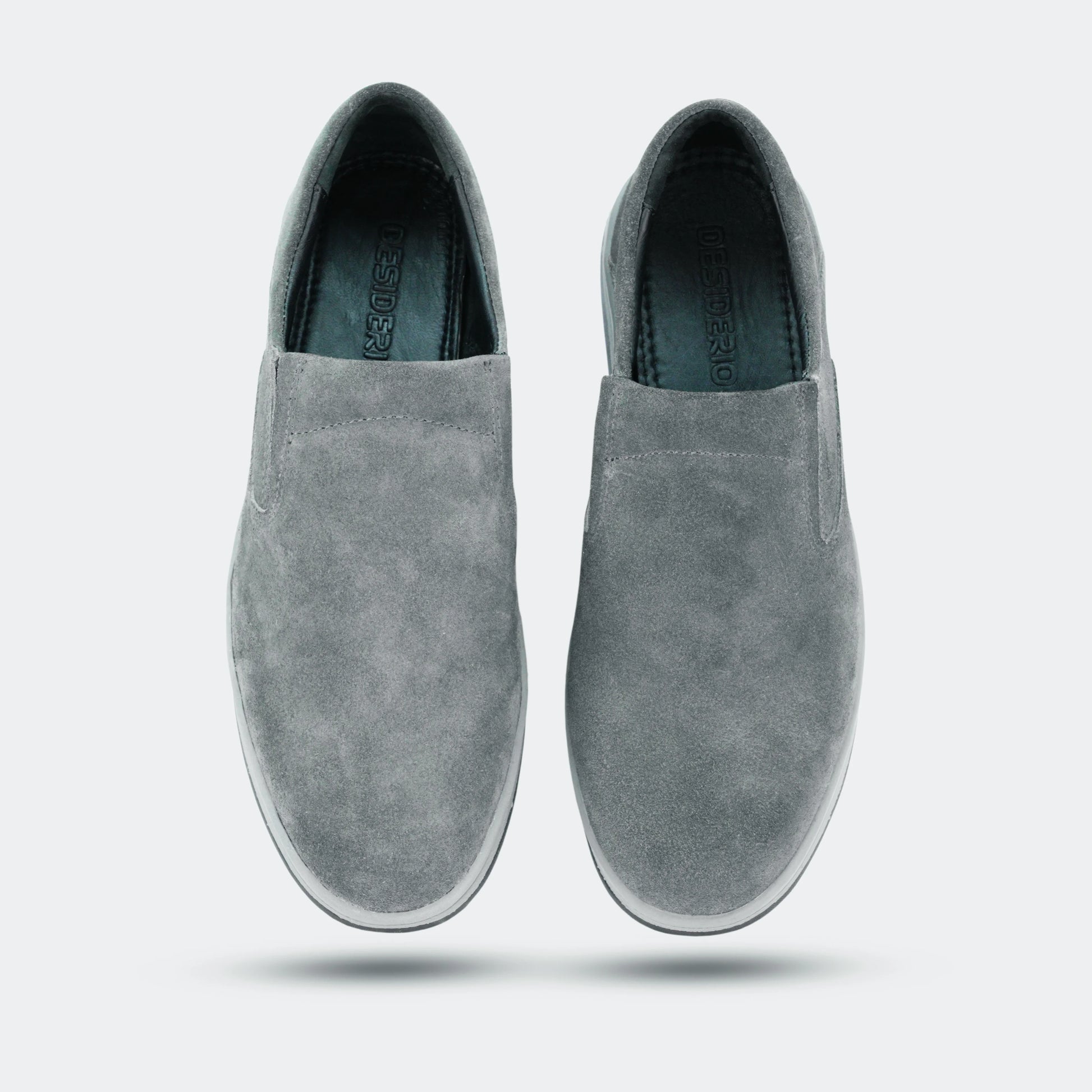 Grey suede cow leather loafers, comfortable durable everyday casual and formal wear shoes