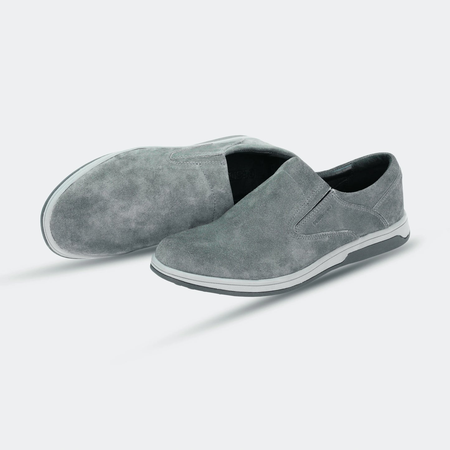 Grey suede cow leather loafers, comfortable durable everyday casual and formal wear shoes