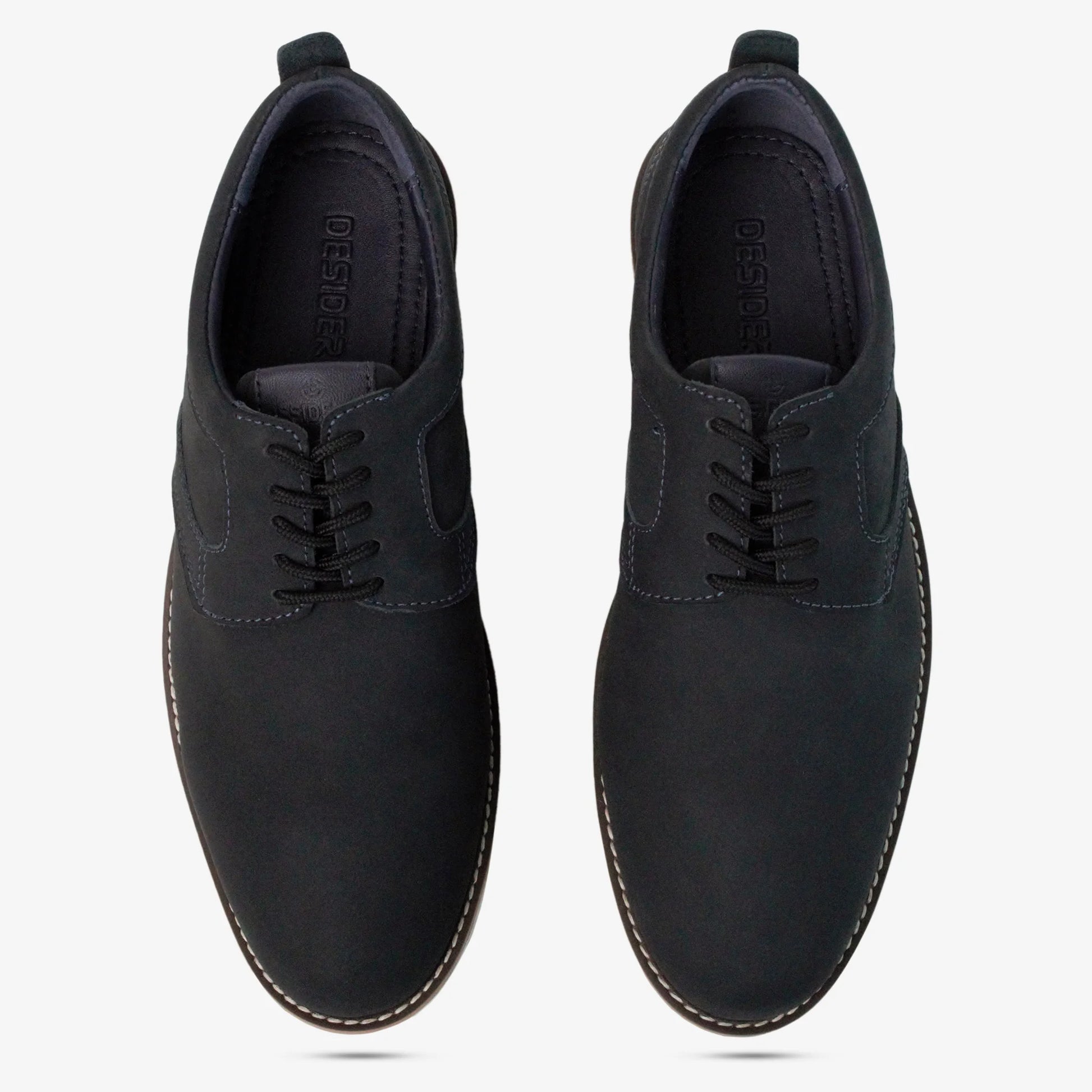 Gray genuine leather shoes with soft lining, cushioned insole, and lightweight EVA sole