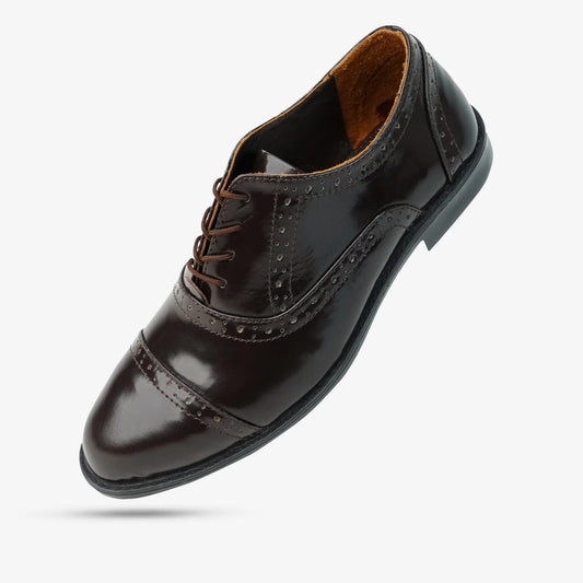 Premium cow leather shoes with sheep leather lining and Texon insole with hard board for durability, comfort, and stability