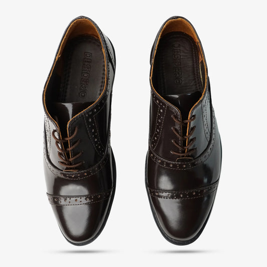 Premium cow leather shoes with sheep leather lining and Texon insole with hard board for durability, comfort, and stability