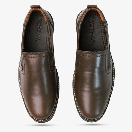 Pull-up cow leather loafers with soft sheep lining, Texon insole, and lightweight EVA sole for comfort, stability, and grip