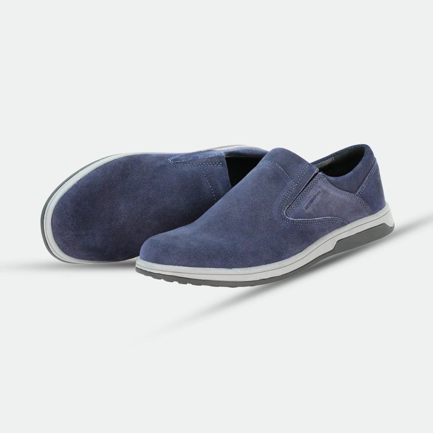 Navy suede cow leather loafers, comfortable durable everyday casual and formal wear shoes