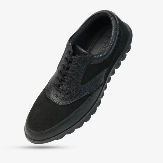 Cow suede leather shoes with sheep leather lining, Texon insole, and TPR sole for comfort, grip, and durability