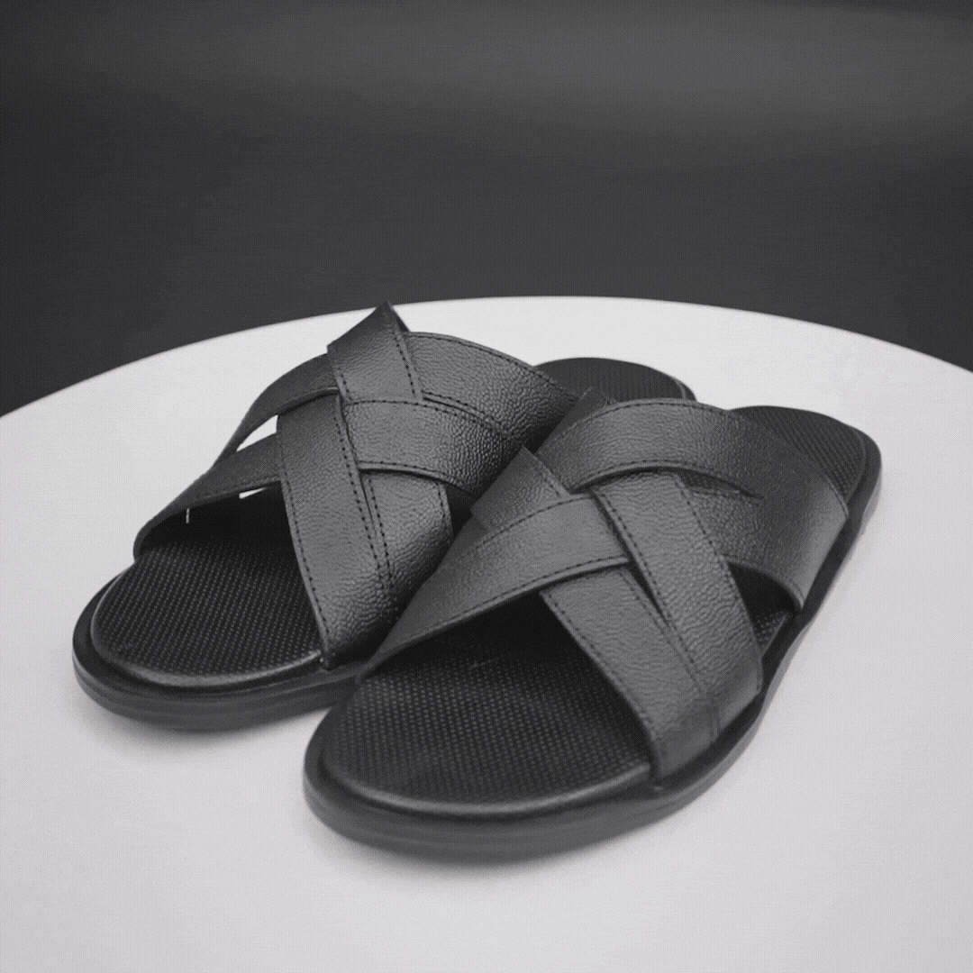 Black cow printed leather shoes with breathable goat leather lining, cushioned EVA insole for comfort, and durable TPR sole for grip and long-lasting wear.