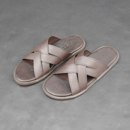 Brown cow print leather footwear with soft lining, cushioned EVA insole, and durable TPR sole