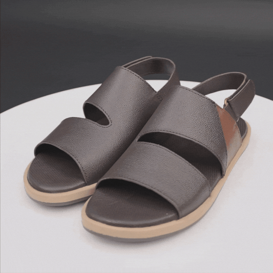 Cow printed leather footwear with goat leather lining, EVA cushioned insole, and durable TPR sole