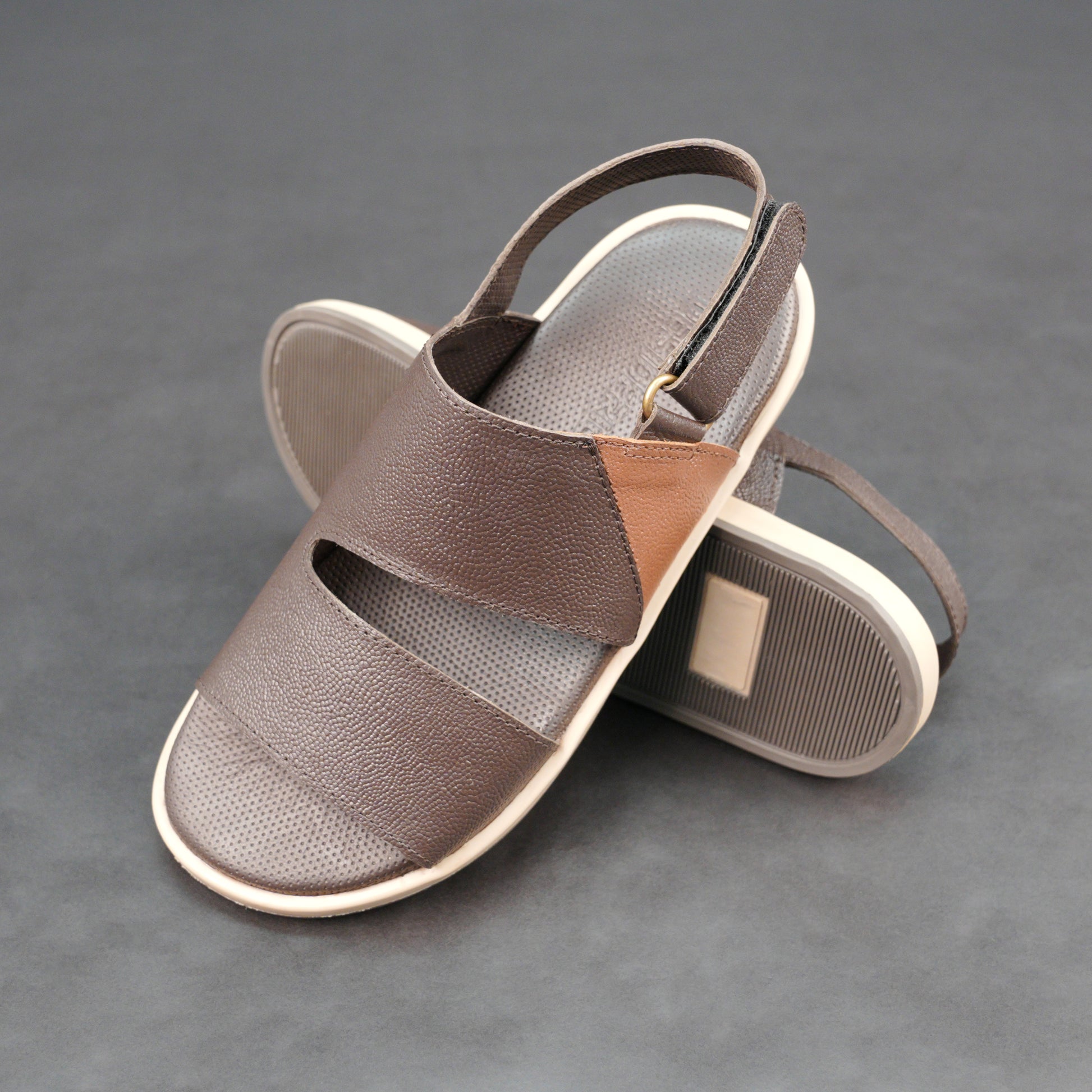 Cow printed leather footwear with goat leather lining, EVA cushioned insole, and durable TPR sole